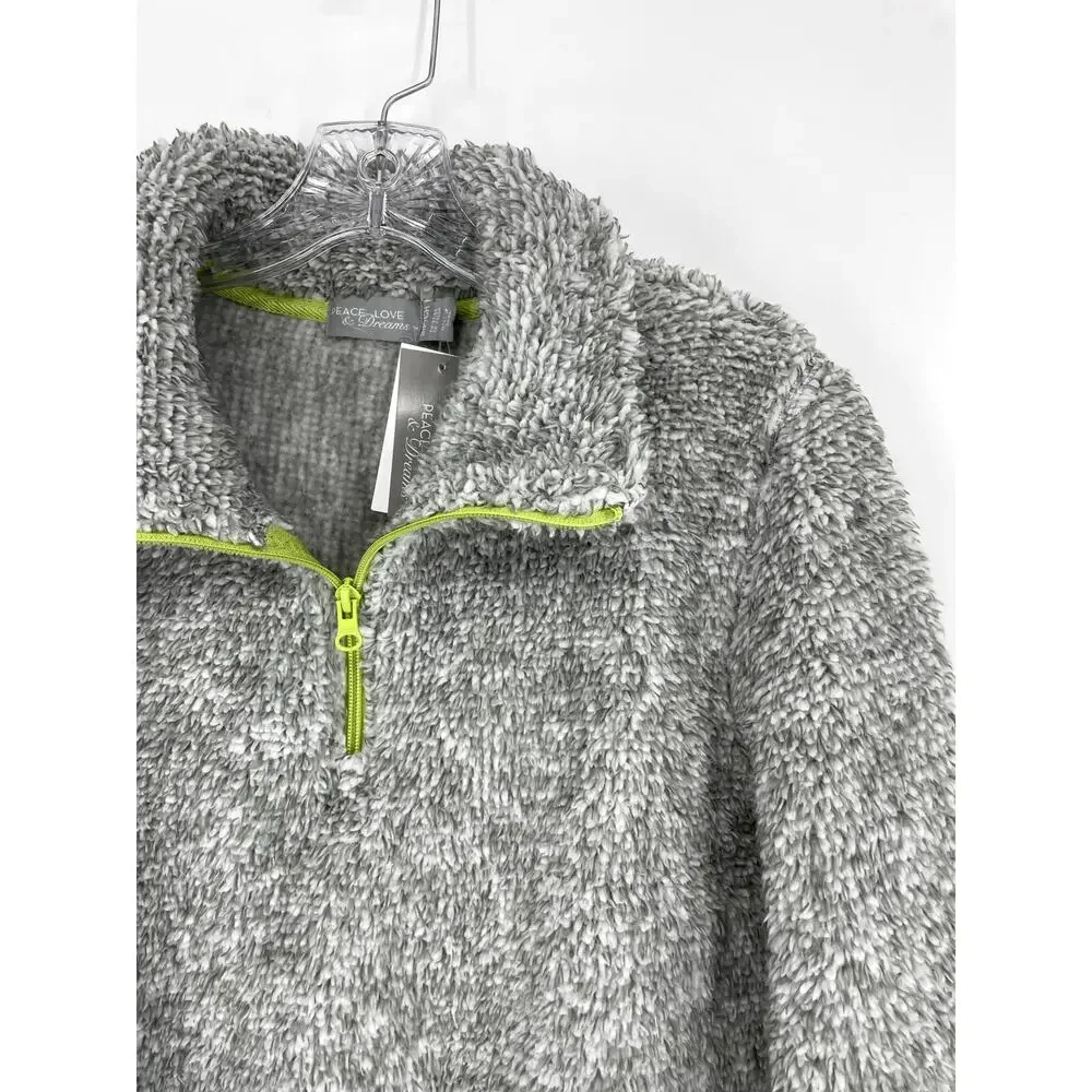 Peace Love & Dreams Quarter Zip Soft Fleece Sweater Size Small